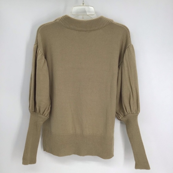 HAYDEN Women’s Balloon Sleeve Knit Pull-Over Sweater Minialist NWT Tan Size S - Picture 2 of 5
